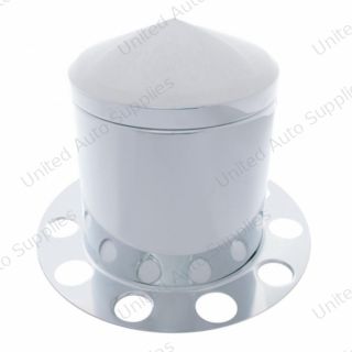 Stainless Pointed Rear Axle Cover 3PC Kit For 1-1/2" Nut Cover - Aluminum Wheel