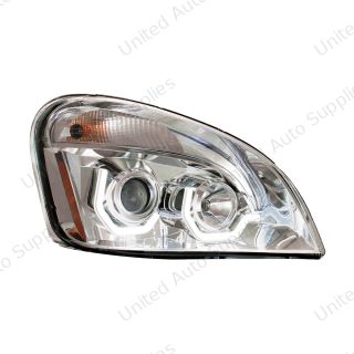 Chrome Projection Headlight With White LED Position Light For 2008-2017 Freightliner Cascadia - Passenger