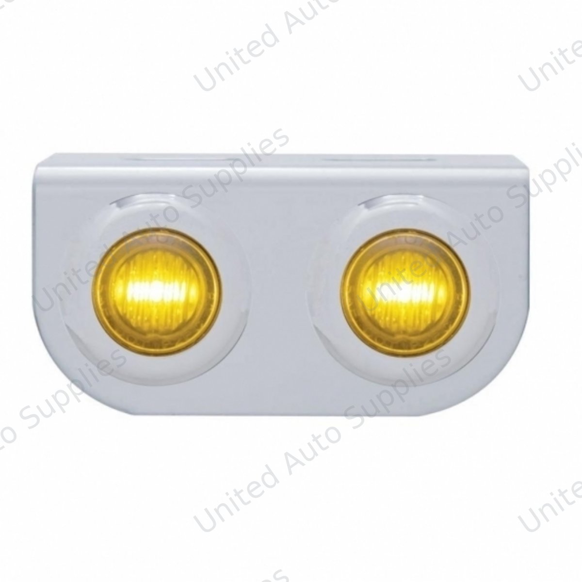 Stainless Light Bracket With 2X 3 LED 3/4" Mini Lights - Amber LED/Amber Lens