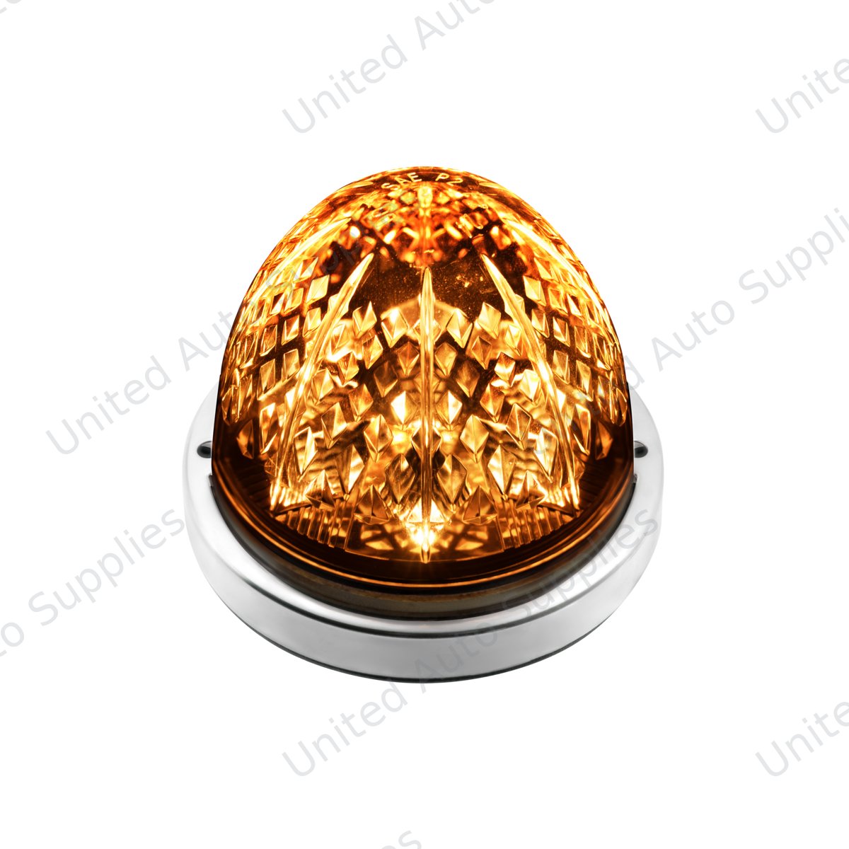 Crystal-Comet 9 LED Dual Function Watermelon Light With Stainless Steel Bezel-Amber LED/Clear Lens