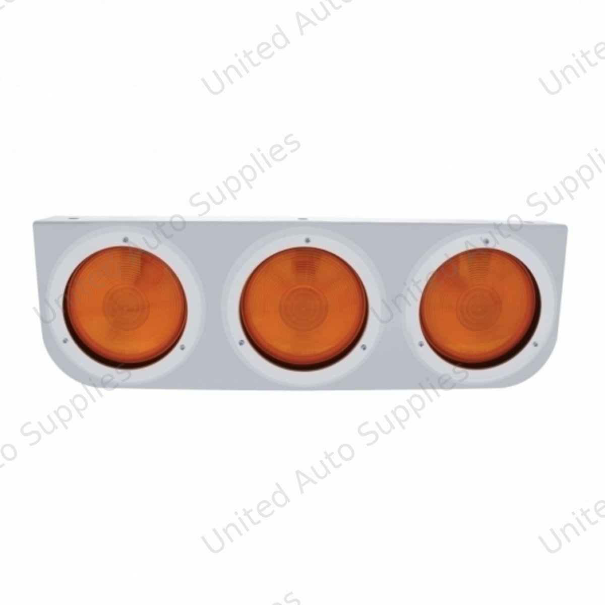 Stainless Light Bracket With 3X 4" Lights & Bezels - Amber Lens