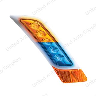 Double Fury 5 LED Fender Turn Signal Light For 2012-2021 Peterbilt 579-Amber & Blue LED,Passenger