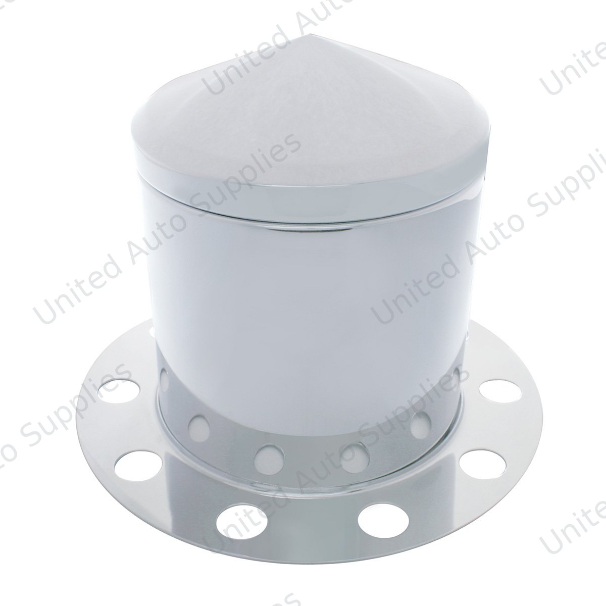 Chrome Pointed Rear Axle Cover 3PC Kit For 33mm Nut Cover - Steel/Aluminum Wheel (10 Hole)