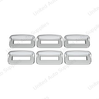 Chrome Plastic Toggle Switch Label Cover With Visor For 2002+ Peterbilt (Card Of 6)