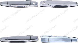 Exterior Door Handle Front LH, Front RH, Rear LH, Rear RH Plastic All Chrome for 2007-2013 Chevrolet Avalanche Tahoe Suburban Silverado; 2007-2013 GMC Yukon Sierra; 2007-2013 Cadillac Escalade