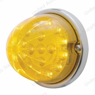 17 LED Watermelon Clear Reflector Flush Mount Kit With Low Profile Bezel - Amber LED/Amber Lens