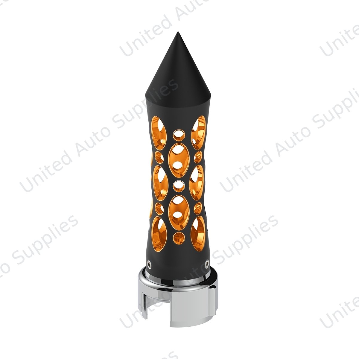 Thread-On Daytona Spike Gearshift Knob With LED 13/15/18 Speed Adapter - Black/Amber LED