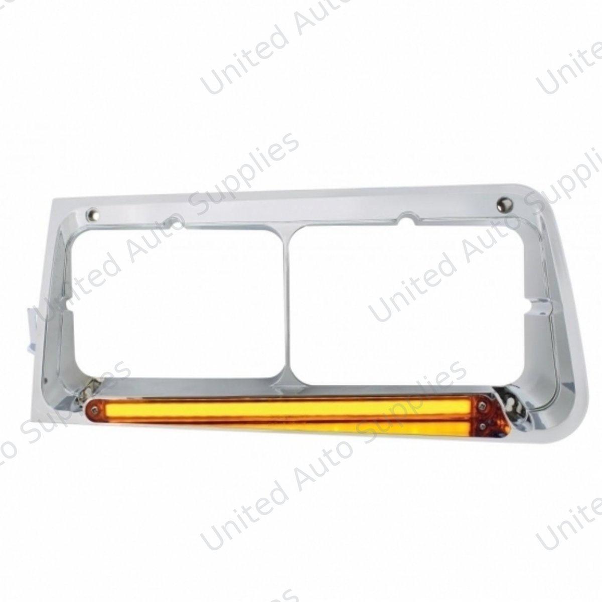24 LED Headlight Bezel With GloLight For 1989-2009 Freightliner FLD - Driver - Amber Lens