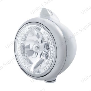 Chrome Guide 682-C Headlight H4 With White LED & Original Style LED Signal - Clear Lens