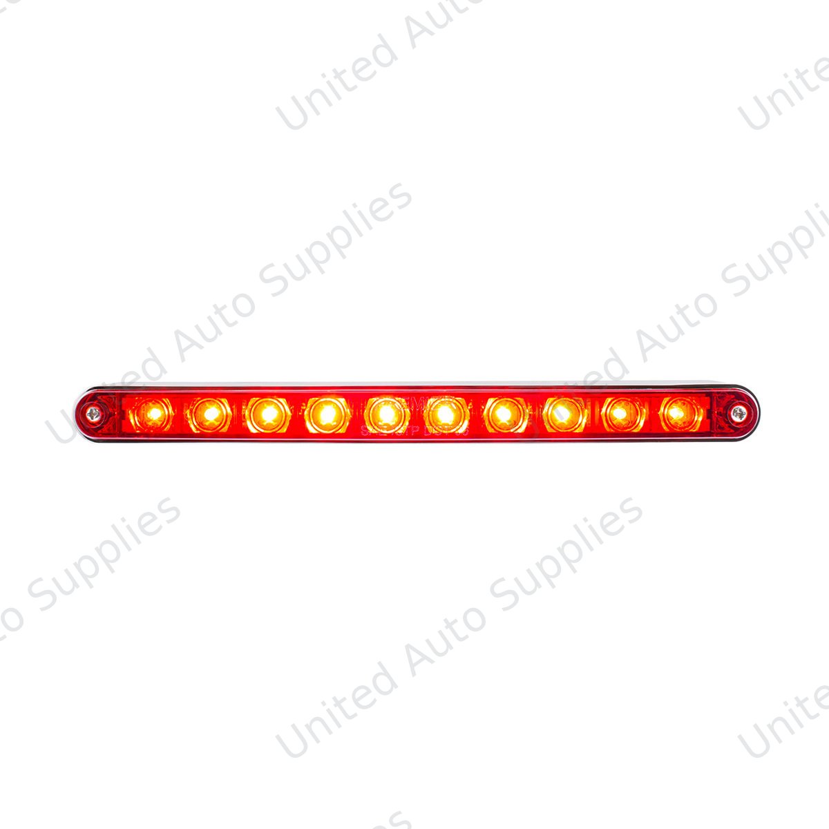 10 LED 9" Split Turn Function Light Bar With Bezel - Red LED/Red Lens
