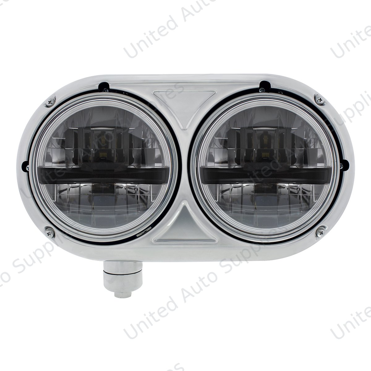 Headlight Assembly With 304 SS Housing & LED Headlights With Black Inner Bar For Peterbilt 359 - Driver