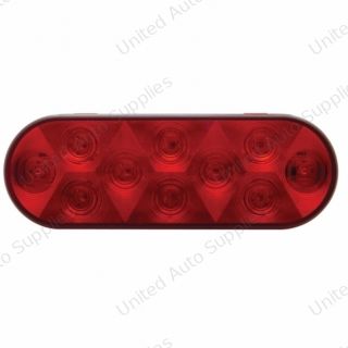 10 LED 6" Oval Stop/Turn/Tail Light - Red LED/Red Lens (Bulk)
