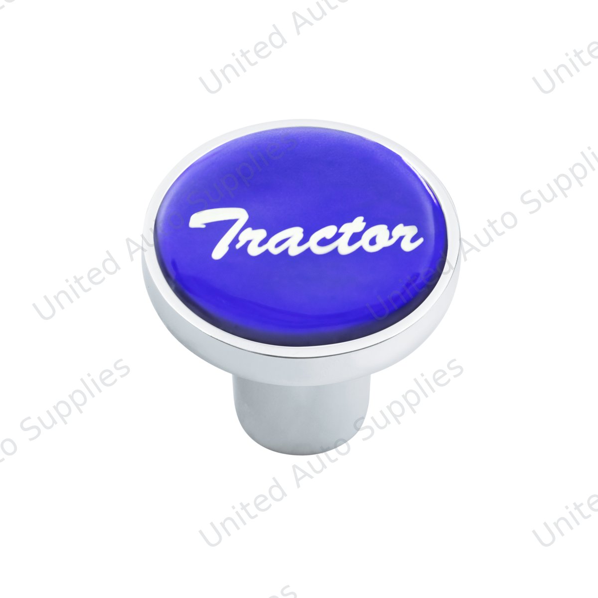 Aluminum Screw-On Air Valve Knob With Glossy Tractor Script Sticker - Purple Sticker