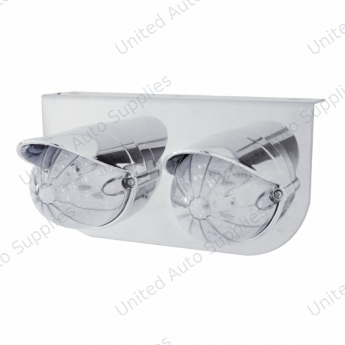 SS Light Bracket With 2X 19 LED Bullet Style Grakon 1000 Lights & Visors -Amber LED/Clear Lens