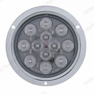 12 LED 4" Round Flange Mount Light (Stop, Turn & Tail) - Red LED/Clear Lens (Bulk)