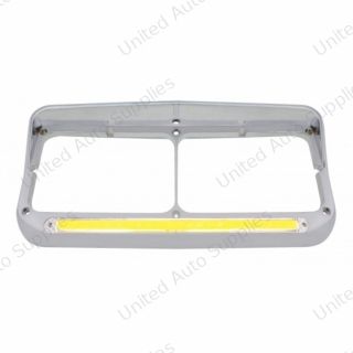 24 LED Rectangular Dual Headlight Bezel With Visor & GloLight - Amber LED/Clear Lens