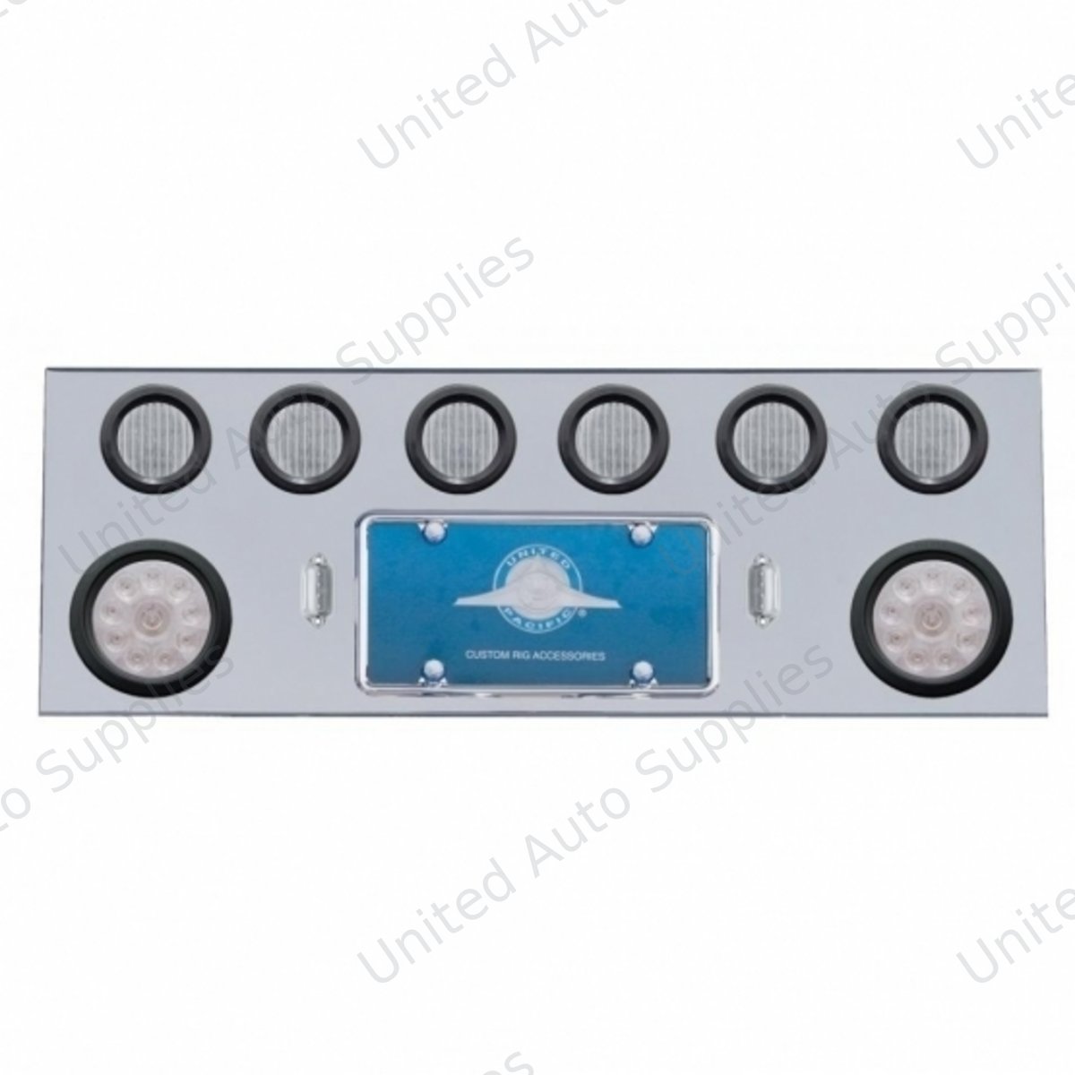 SS Rear Center Panel With 2X 10 LED 4" Lights & 6X 13 LED 2.5" Lights -Red LED/Clear Lens