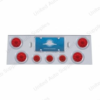 SS Rear Center Panel With 4X 10 LED 4" Lights & 3X 13 LED 2.5" Lights & Bezel -Red LED & Lens