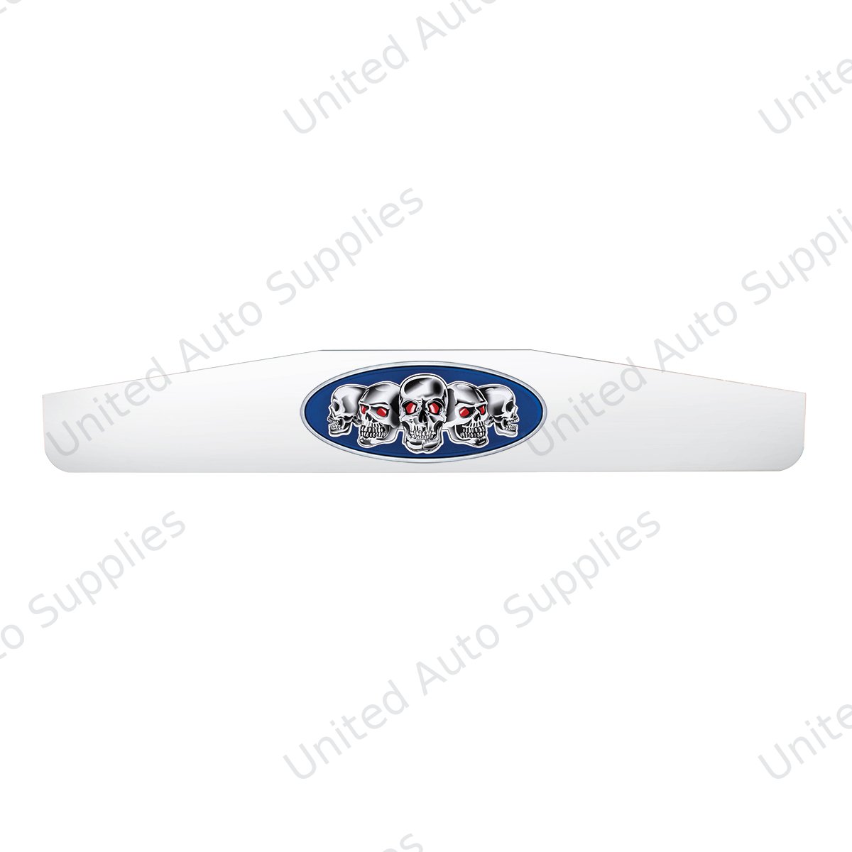 4" X 24" Chrome Bottom Mud Flap Weight With Oval Blue Skull Emblem