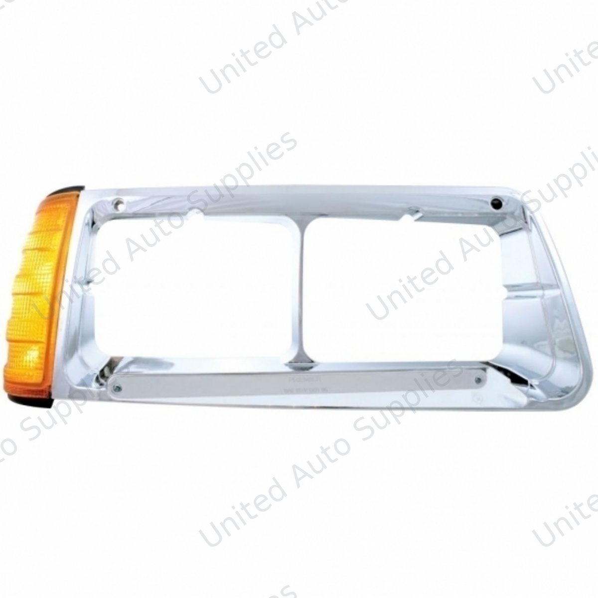 14 LED Headlight Bezel With Turn Signal For 1989-2009 Freightliner FLD - Passenger - Amber LED/Chrome Lens