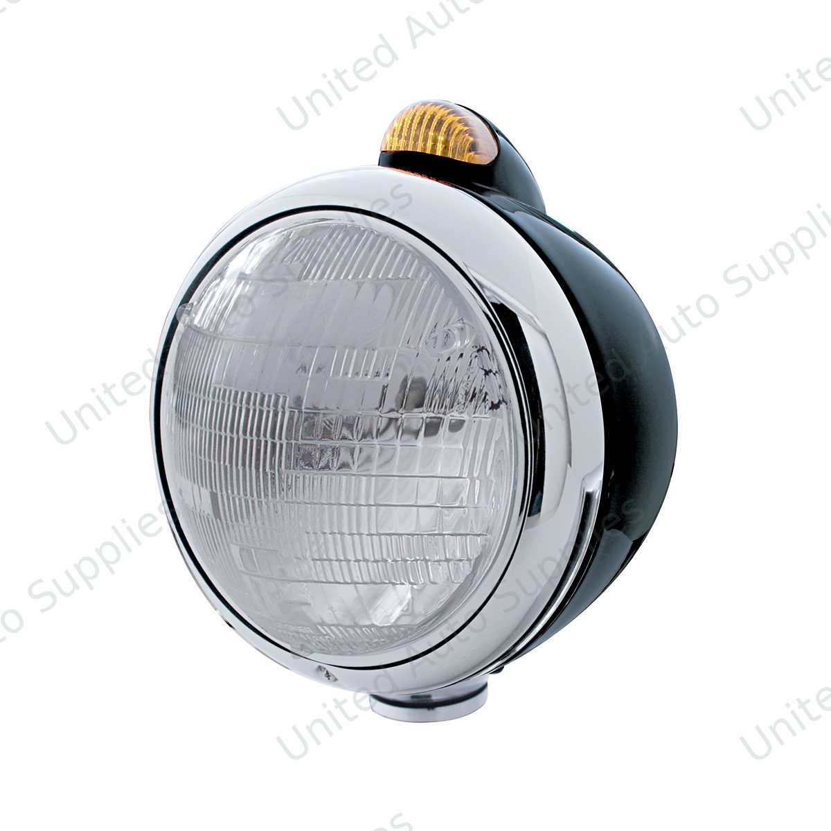Black Guide 682-C Headlight 6014 & Dual Mode LED Signal - Amber Lens