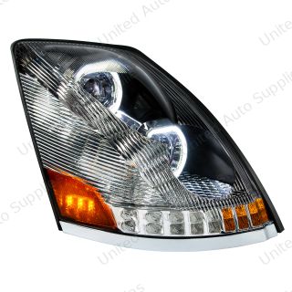 Chrome 10 LED Headlight For 2003-2017 Volvo VN/VNL - Passenger Side