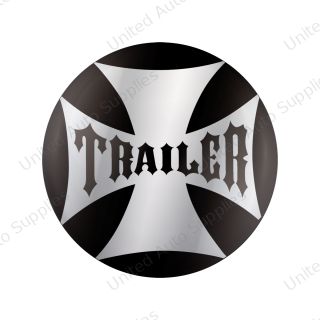 "Trailer" Maltese Cross Air Valve Knob Candy Color Sticker Only- Glossy Black