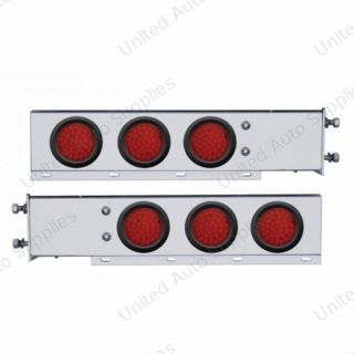 3-3/4" Bolt Pattern Chrome Spring Loaded Bar W/6X 36 Red LED 4" Lights - Red Lens (Pair)