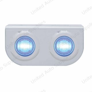 Stainless Light Bracket With 2X 3 LED 3/4" Mini Lights - Blue LED/Clear Lens