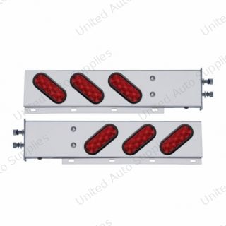 2.5" Bolt Pattern SS Spring Loaded Bar With 6 Oval 10 LED Lights -Red LED & Lens (Pair)