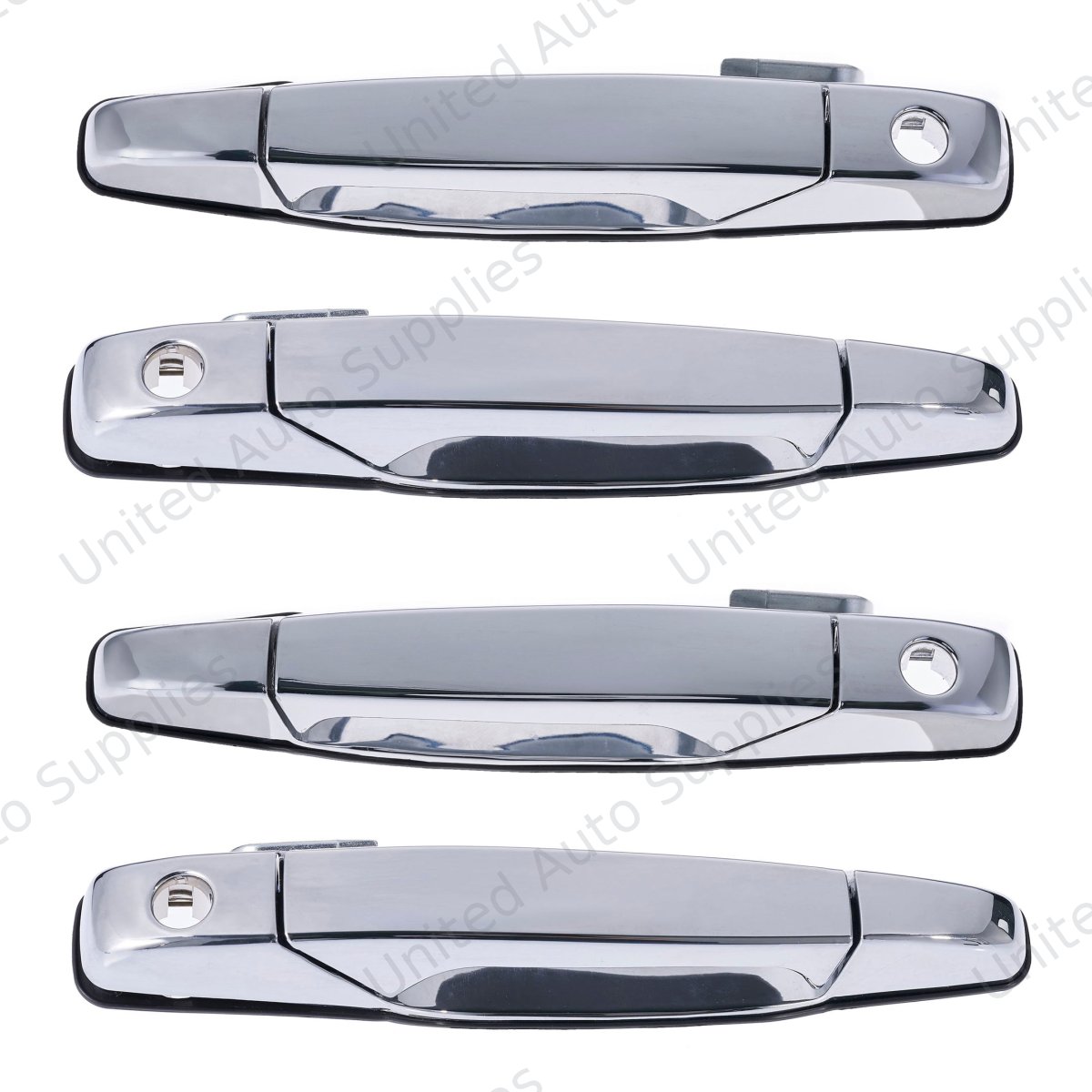 Exterior Door Handle (4 - Door/Set) Plastic All Chrome for 2007-2014 GMC Sierra; 2007-2014 Cadillac Escalade