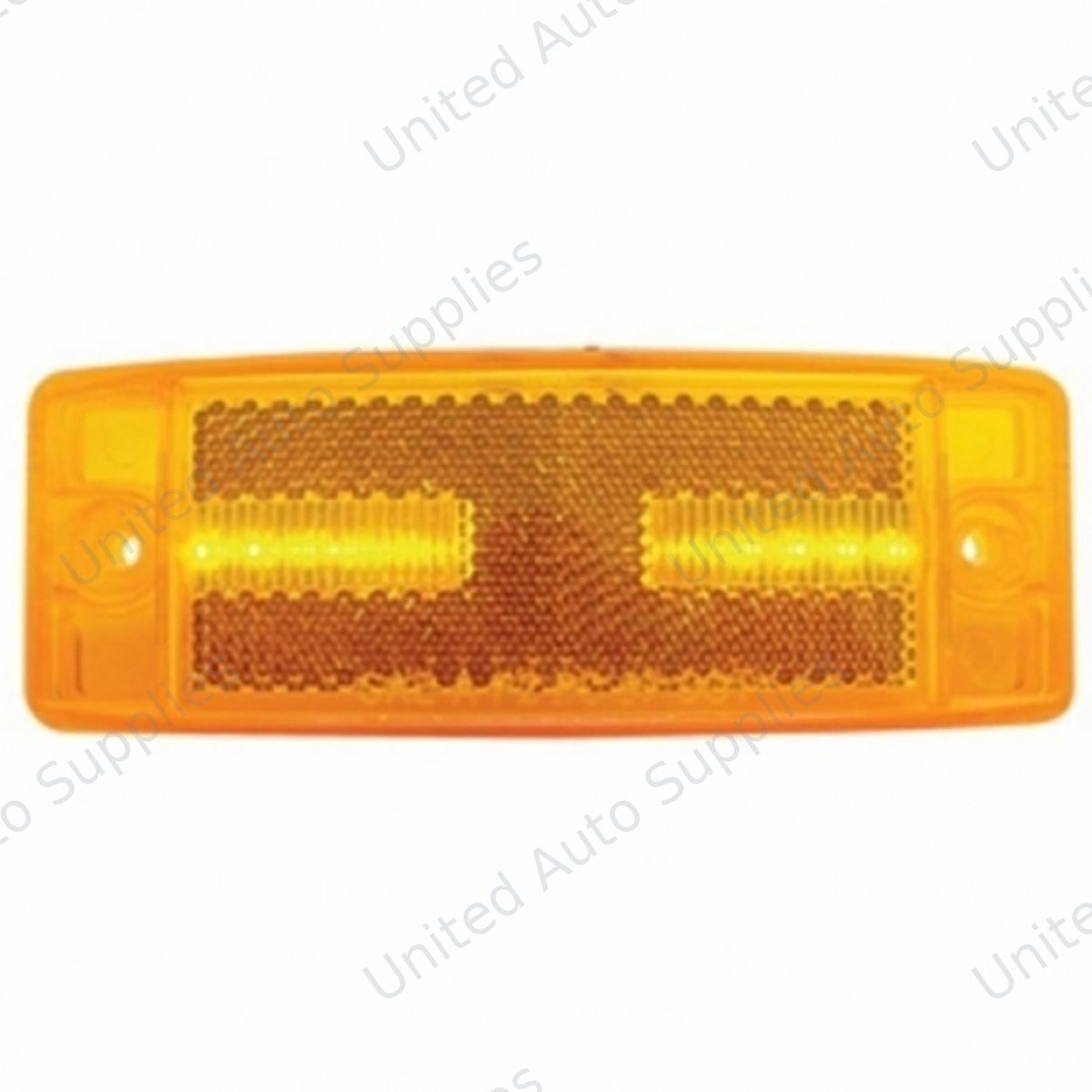 8 LED Rectangular Light Clearance/Marker With Reflex Lens - Amber LED/Amber Lens