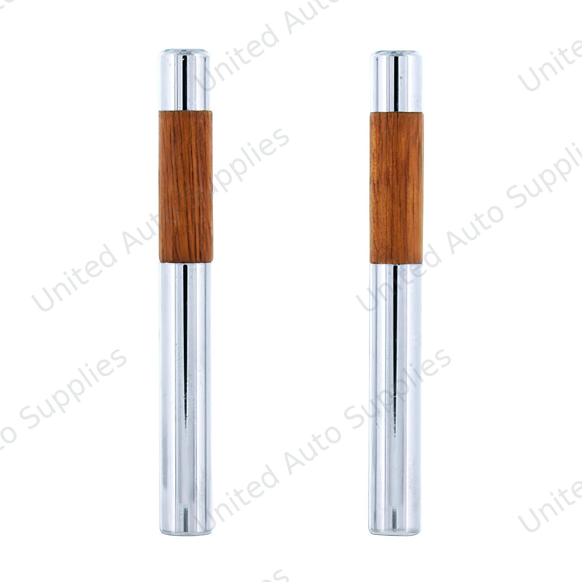 Chrome/Walnut Tube Door Lock Knobs (2Pc/Set)
