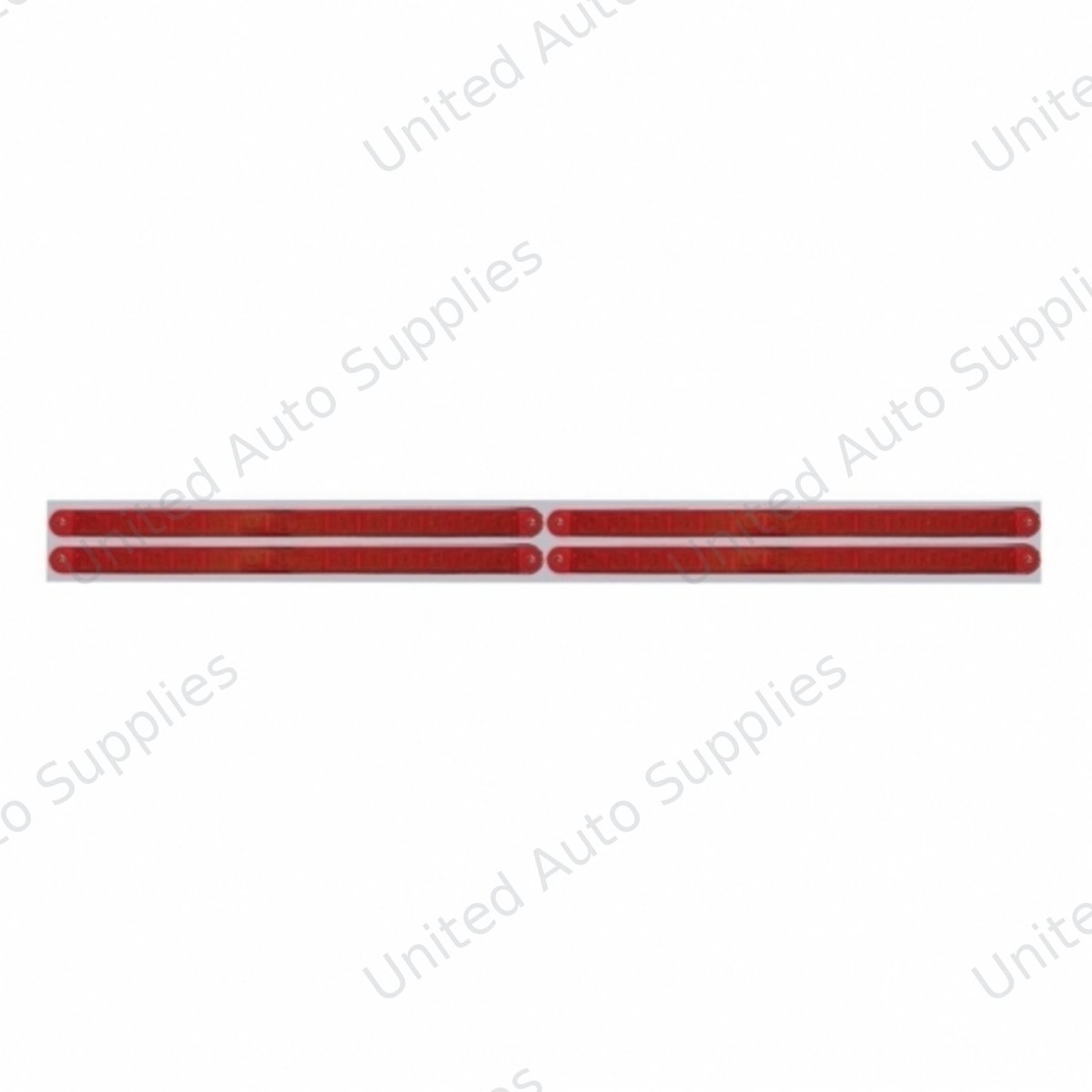 Chrome Top Mud Flap Plate With Four 14 LED 12" Light Bars - Red LED/Red Lens (Each)