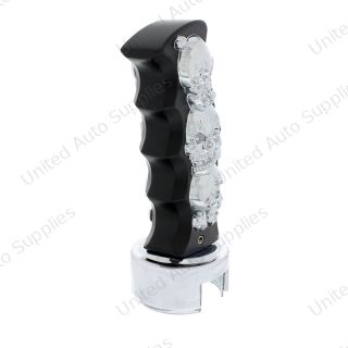 Skulls Pistol Grip Gearshift Knob With 13/15/18 Speed Adapter - Black/Chrome