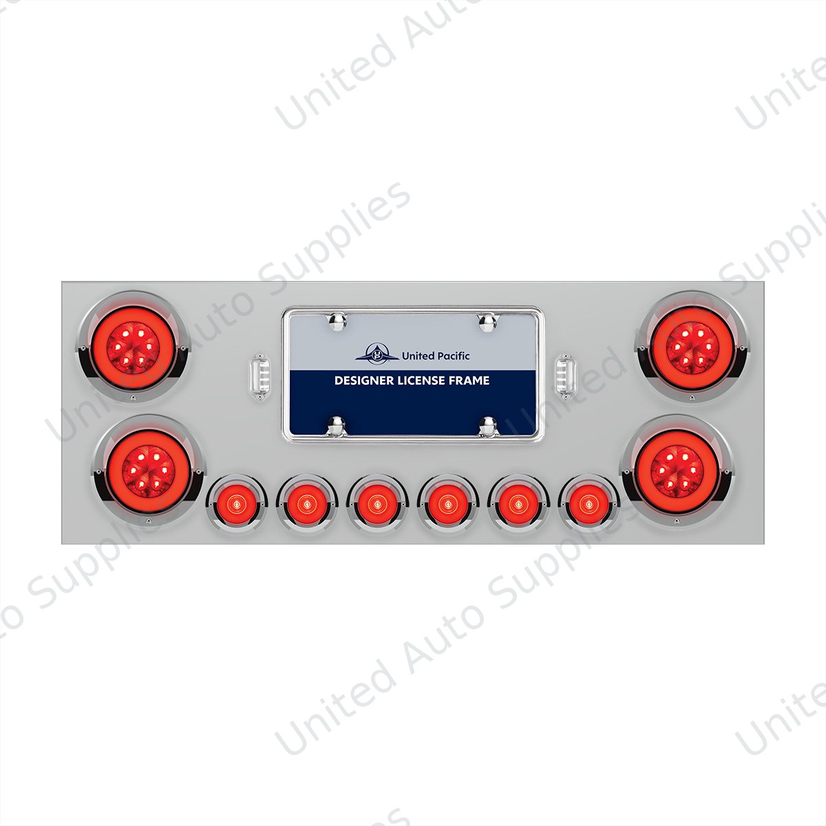 SS Rear Center Panel With 4X 21 LED 4" GloLight & 6X 6 LED 2" GloLight & Visors -Red LED & Lens