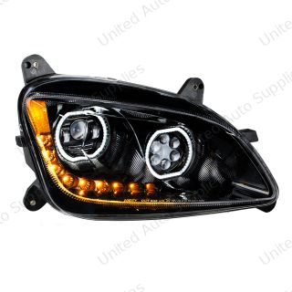 Black 10 LED Headlight For Peterbilt 587 (2010-2016) & 579 (2012-2021) - Passenger Side
