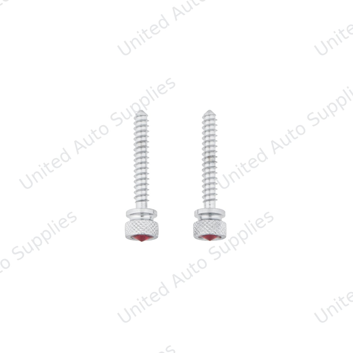 Chrome Long Dash Screw With Red Crystal For Freightliner (2-Pack)
