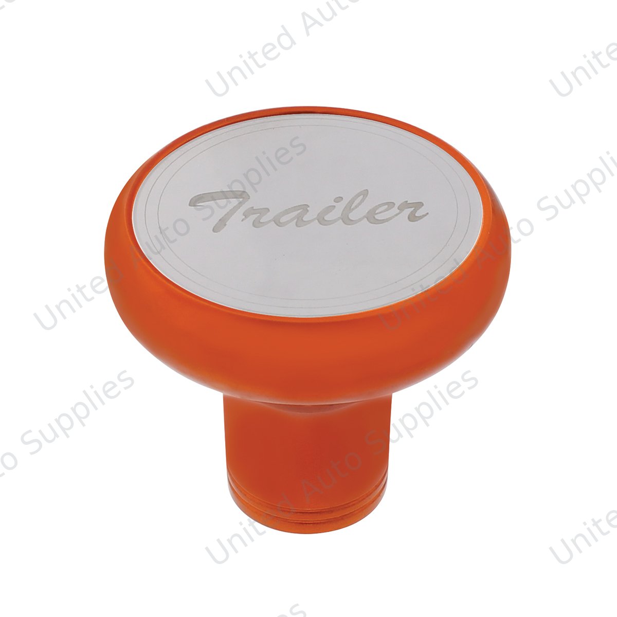 Deluxe Aluminum Screw-On Air Valve Knob With Stainless Trailer Plaque - Cadmium Orange