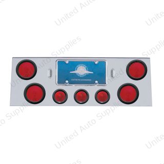 Stainless Rear Center Panel With 4X 4" Lights & 3X 2.5" Beehive Lights & Grommets
