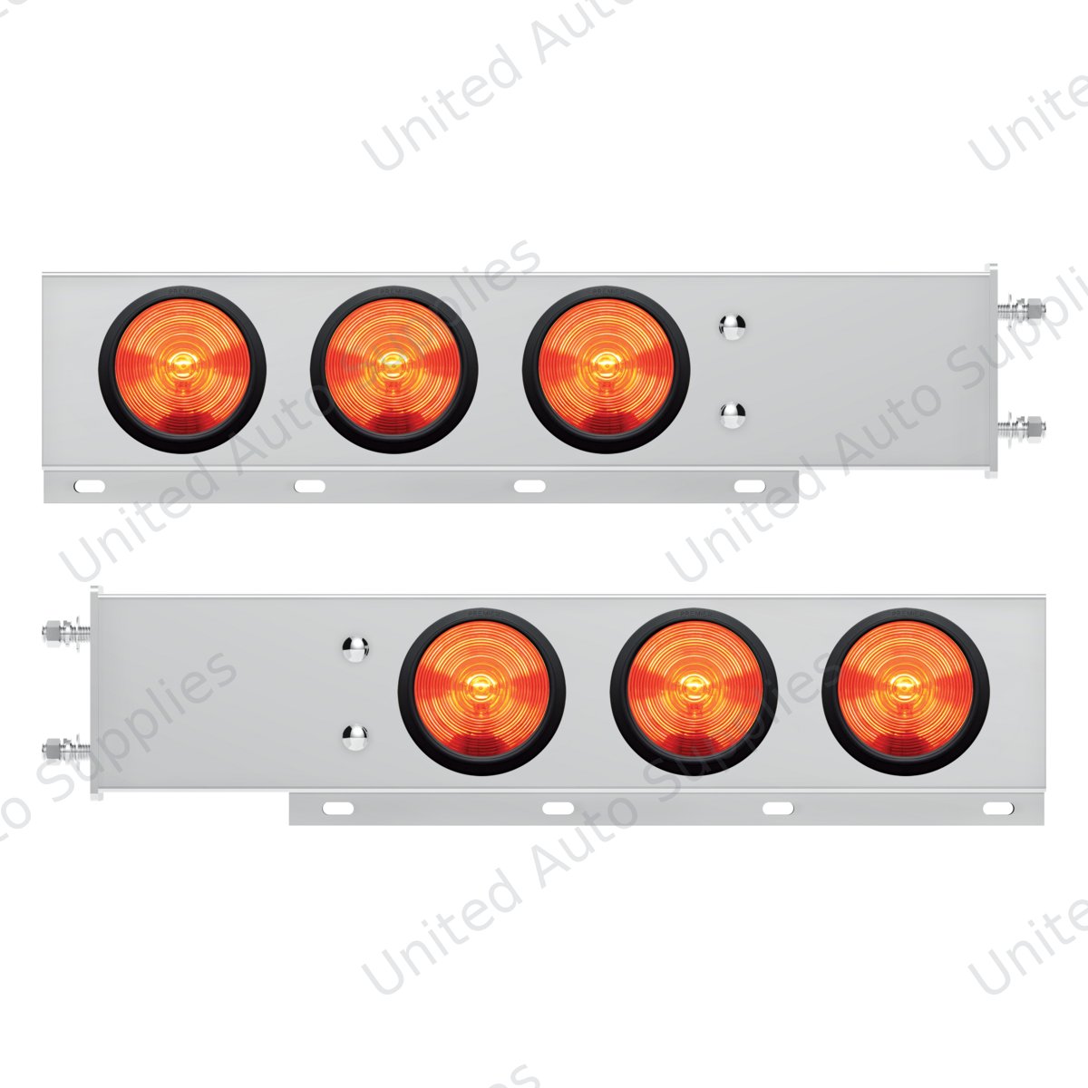 3-3/4" Bolt Pattern Deluxe Stainless Spring Loaded Light Bar With 6X 4" Lights & Grommets (Pair)