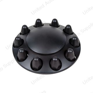 Dome Front Axle Cover With 1-1/2" Push-On Nut Covers - Matte Black (Color Box)