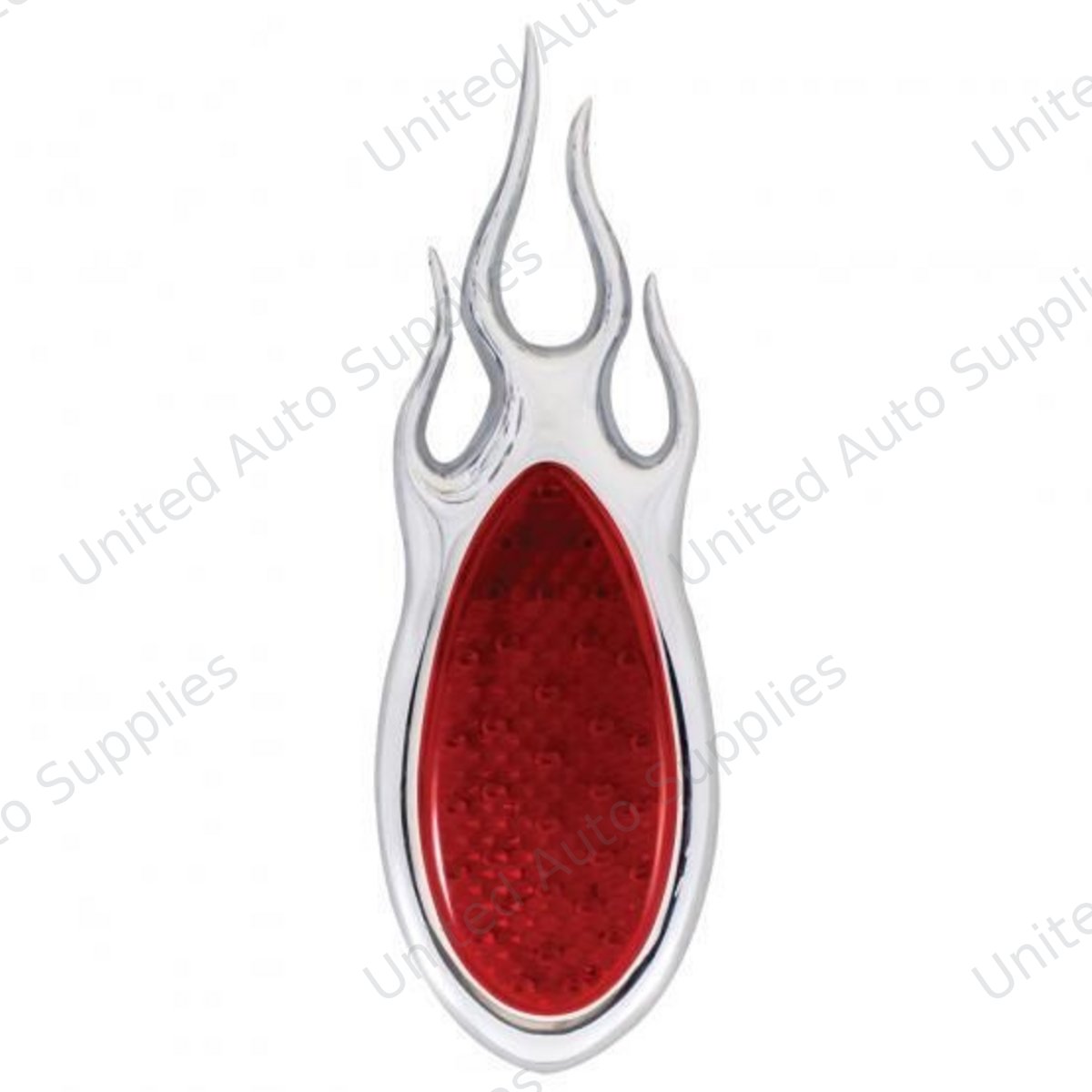 12V 1938-39 Ford Style LED Tail Light With Flame Chrome Flush Mount Bezel