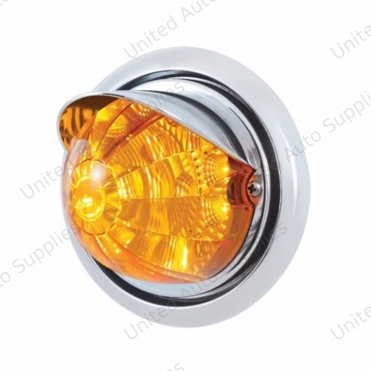 Front Bumper Light With 17 Amber LED Reflector Watermelon Light & Visor For Freightliner Columbia - Amber Lens