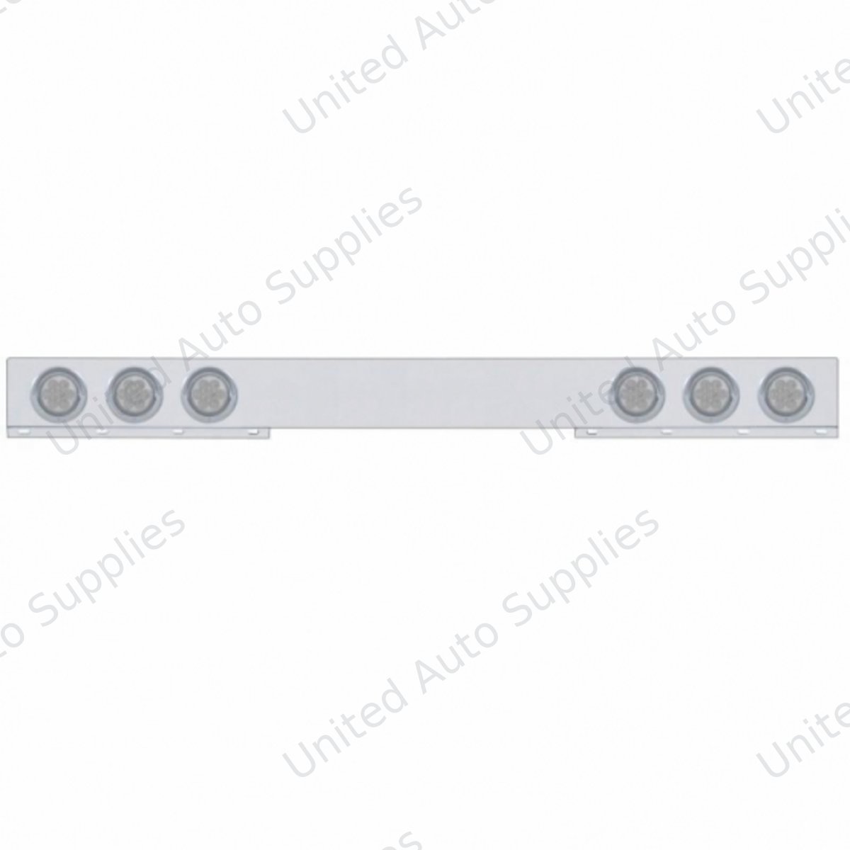 Stainless 1 Piece Rear Light Bar With Six 7 LED 4" Reflector Lights & Visors - Red LED/Clear Lens