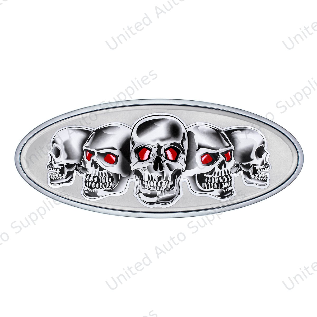 Chrome Die Cast Skull Emblem - Silver