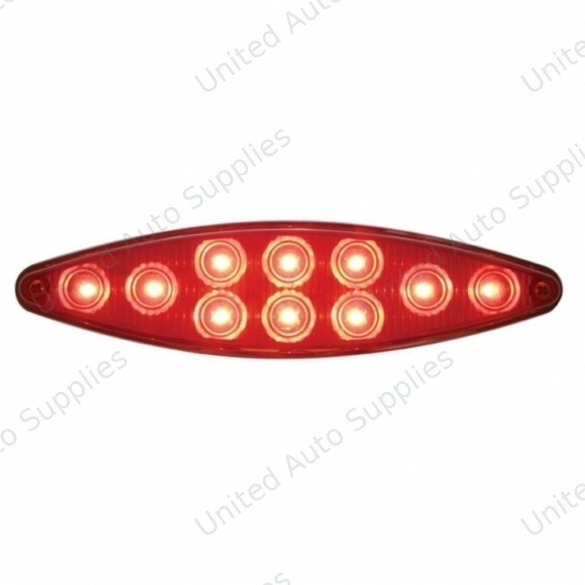 10 LED "Cat's Eye" Light With Bezel (Stop, Turn & Tail) - Red LED/Red Lens
