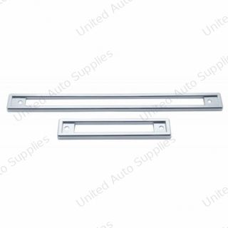 Chrome Plastic Warning Light Panel Bezel 2 Piece Set For 1991-2000 Peterbilt 379/378/377