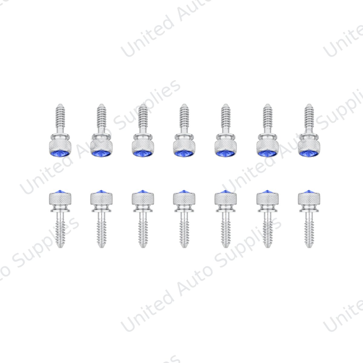 1/4"-20 Knurled Head Dash Screw For Peterbilt - Blue Crystal (14-Pack)