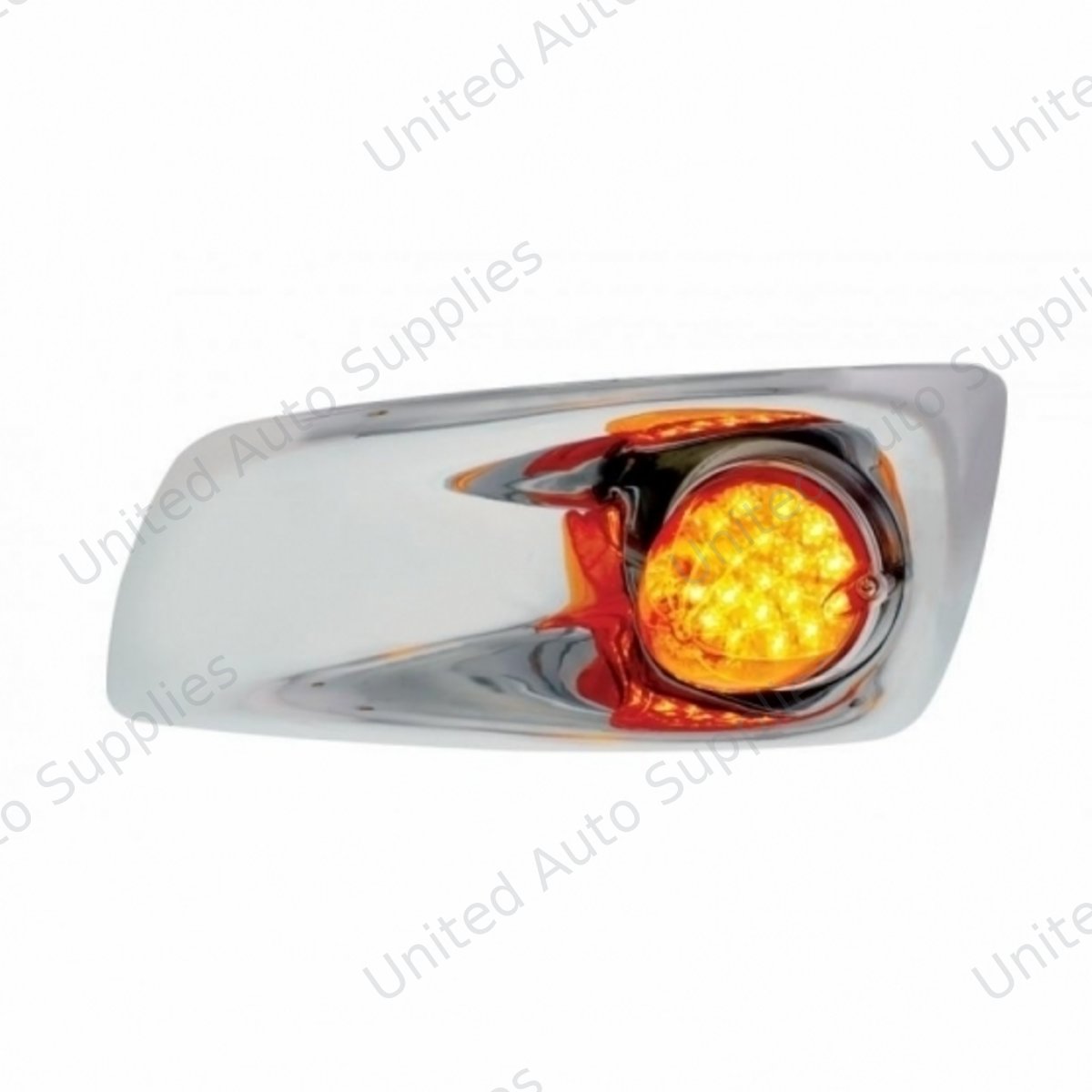 Fog Light Cover With 19 LED Reflector Light For 2007-2017 KW T660 (Driver) - Amber LED/ Amber Lens